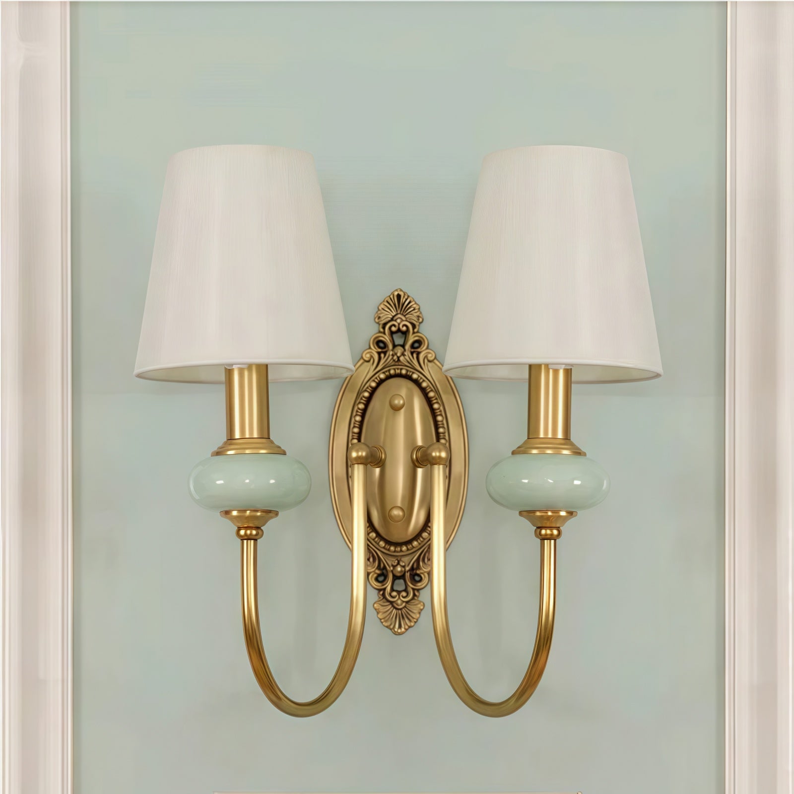 European Luxury Palace Style Fabric & Copper Wall Sconce