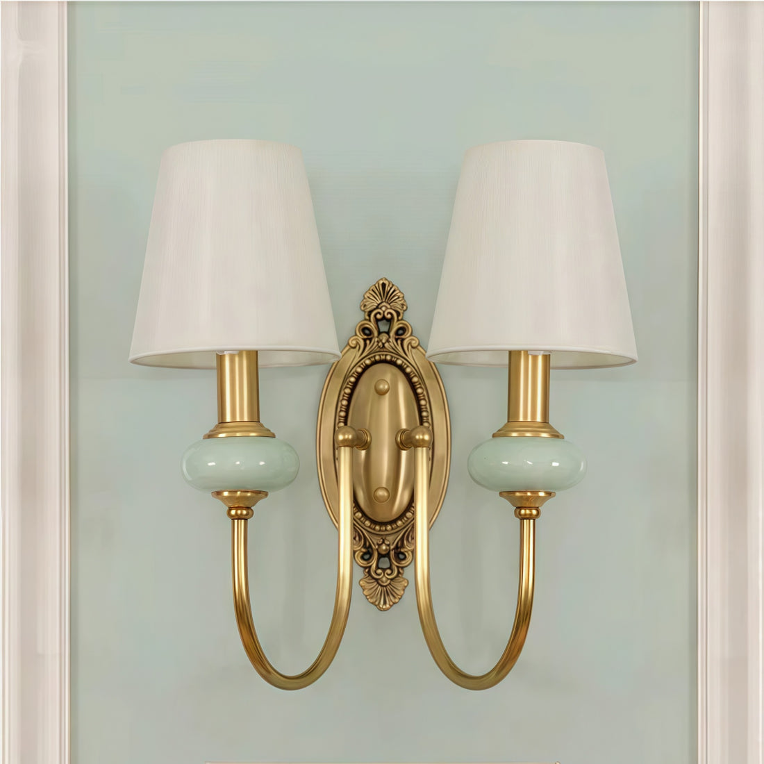 European Luxury Palace Style Fabric & Copper Wall Sconce