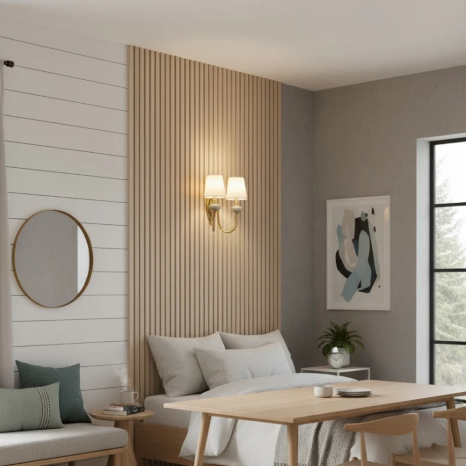 European Luxury Palace Style Fabric & Copper Wall Sconce