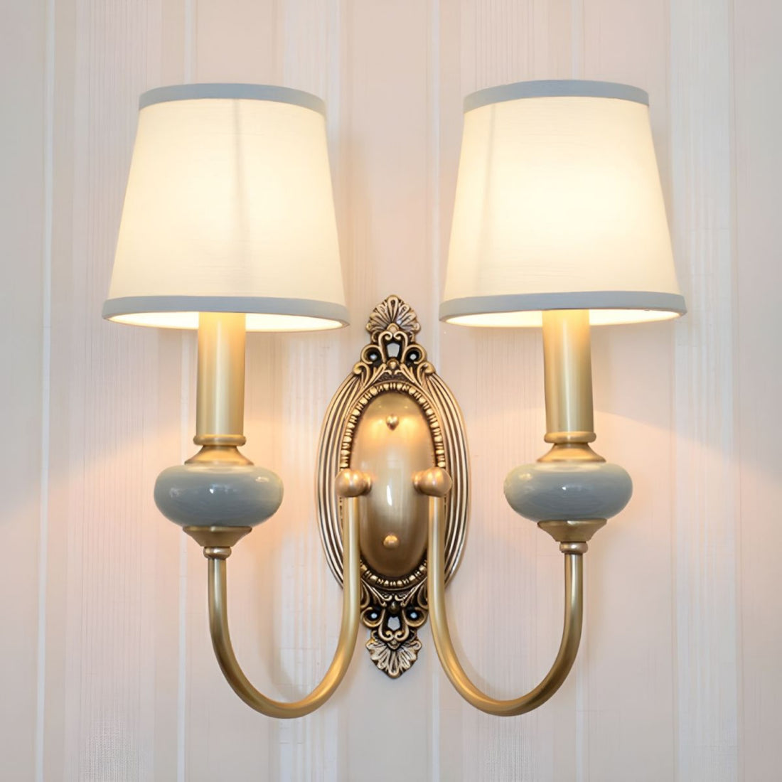 European Luxury Palace Style Fabric & Copper Wall Sconce