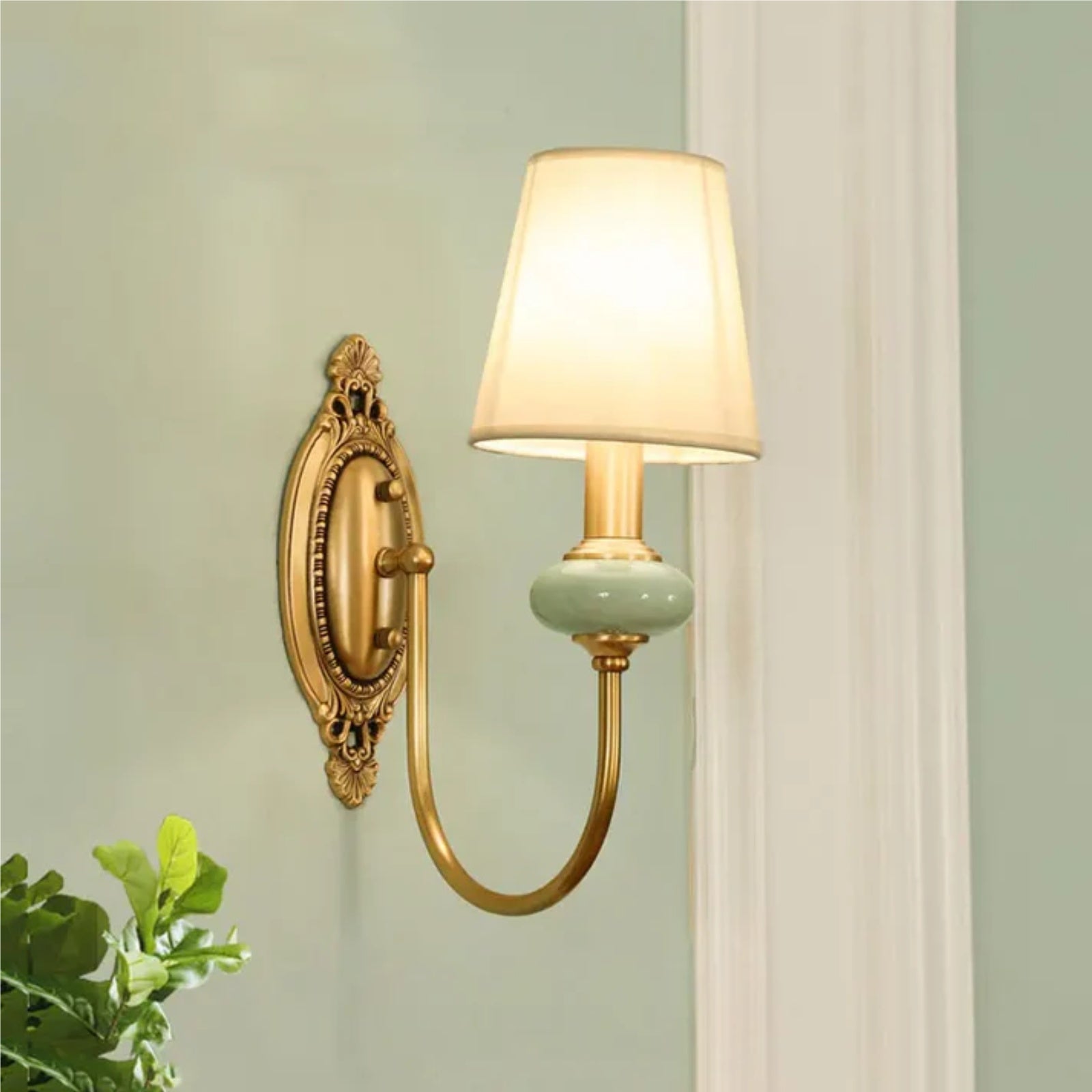 European Luxury Palace Style Fabric & Copper Wall Sconce
