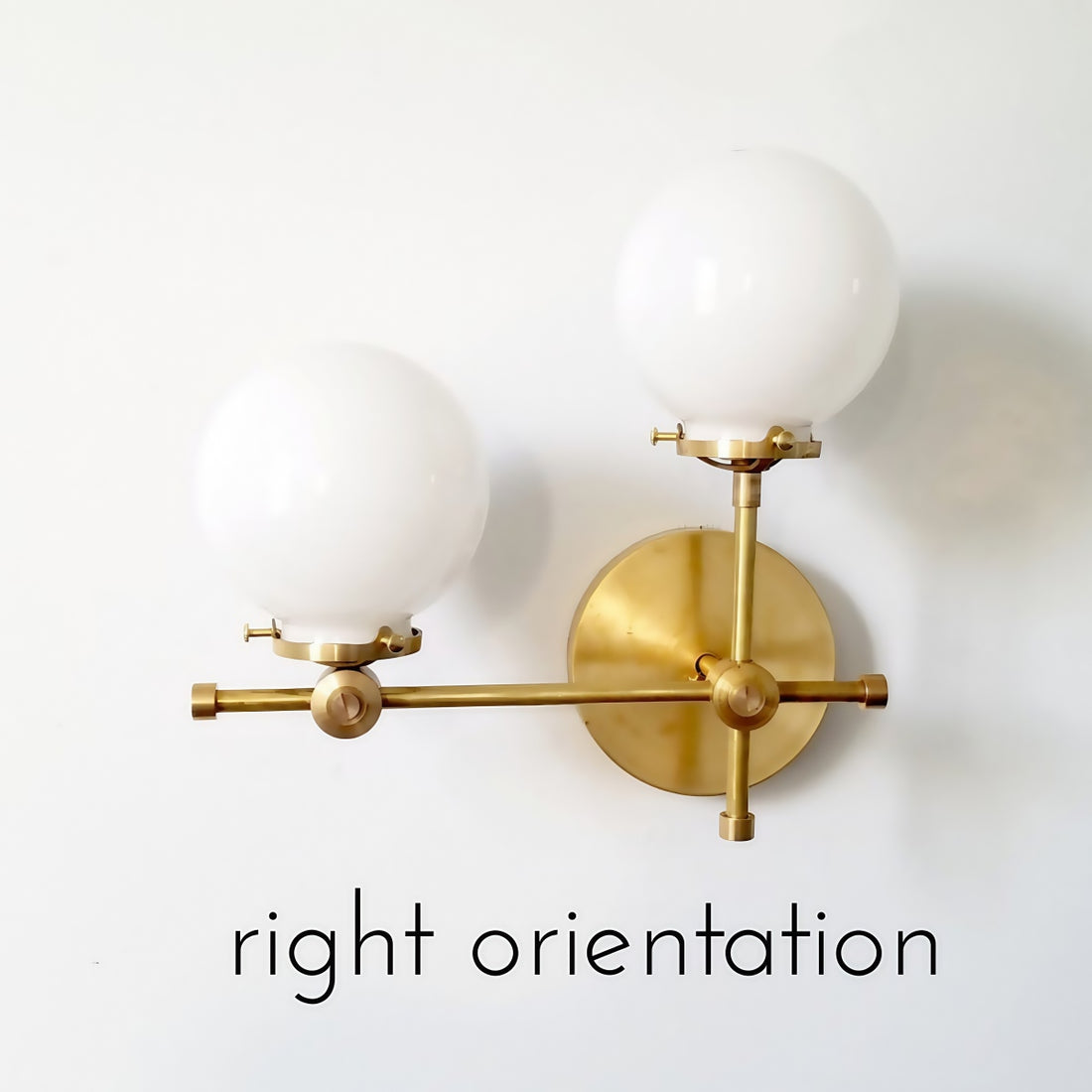 Asymmetric Wall Sconce - Raw Brass or Chrome Finish, Clear & White Glass