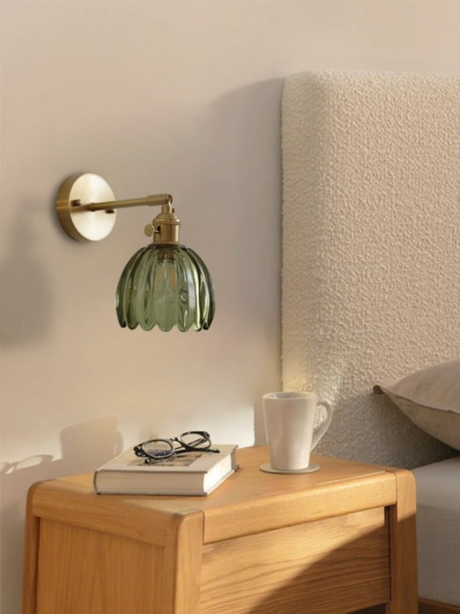 Retro Metal Flower Glass Tulip Wall Lamp