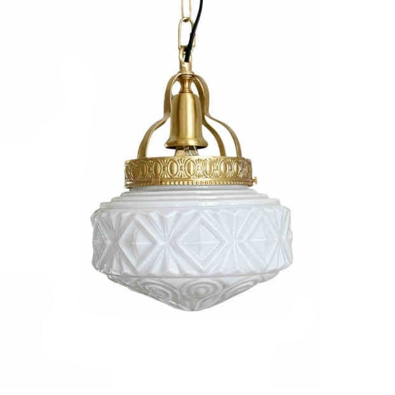 Romantic Rhombus Bell Pendant Lamp With Graceful Milky White Glass For Hallway Cafe