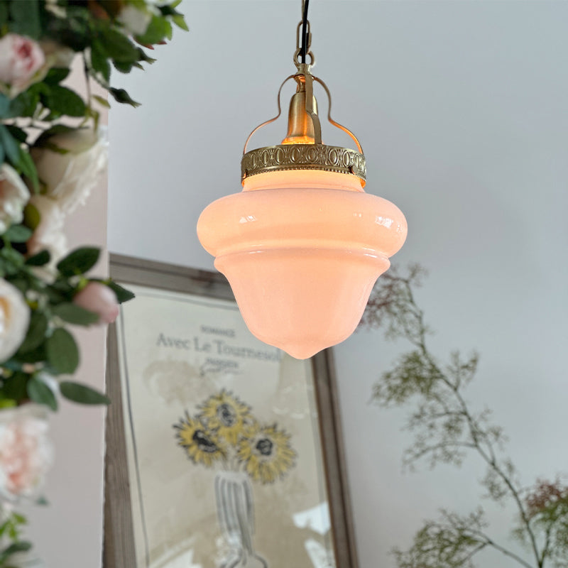 Romantic Rhombus Bell Pendant Lamp With Graceful Milky White Glass For Hallway Cafe 4