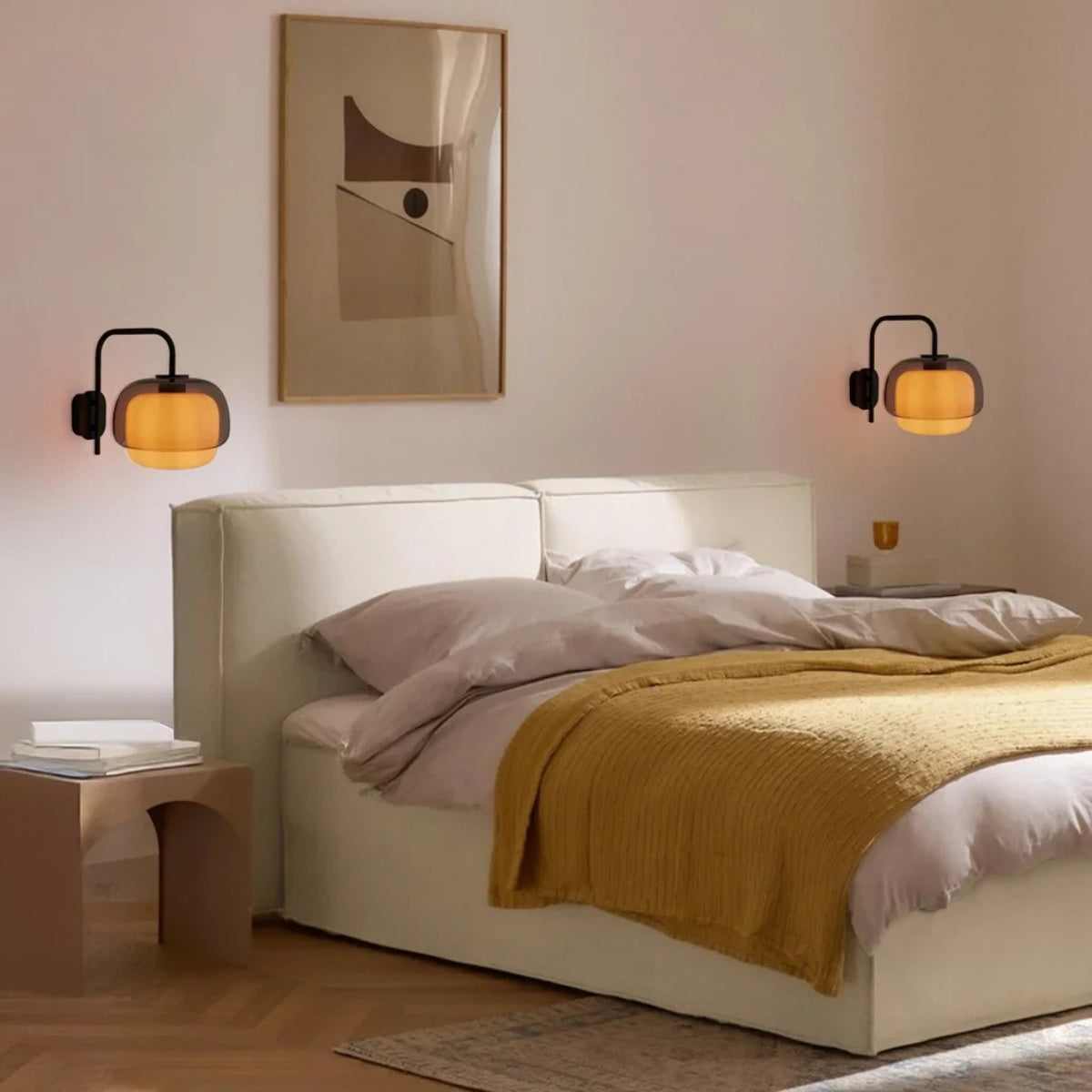 Stained Glass Bedside Wall Light – Double Dome Scandinavian Sconce