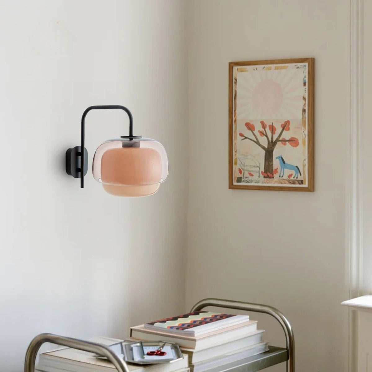 Stained Glass Bedside Wall Light – Double Dome Scandinavian Sconce