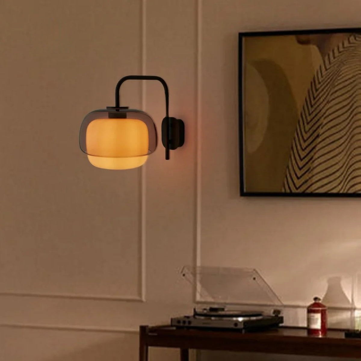 Stained Glass Bedside Wall Light – Double Dome Scandinavian Sconce