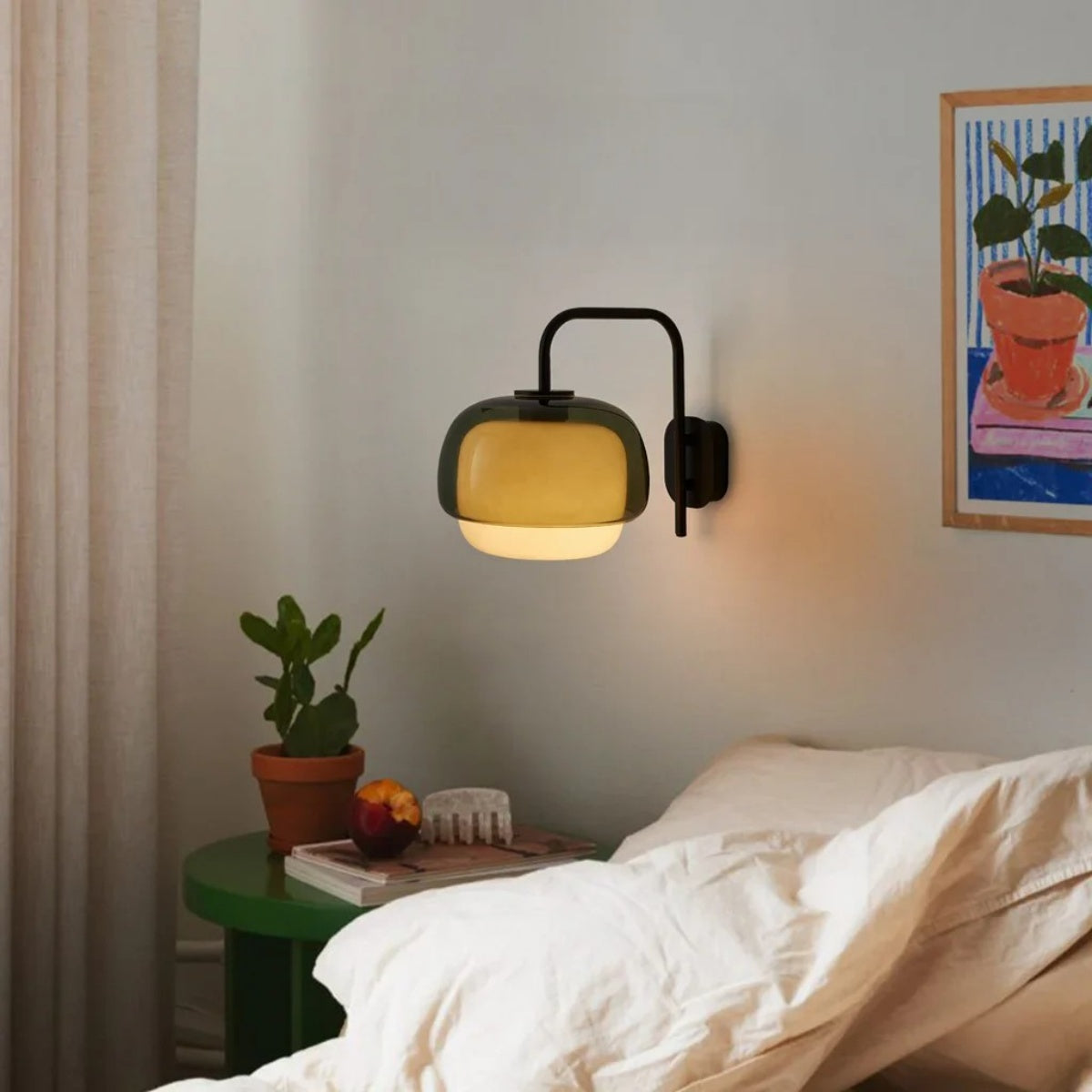 Stained Glass Bedside Wall Light – Double Dome Scandinavian Sconce