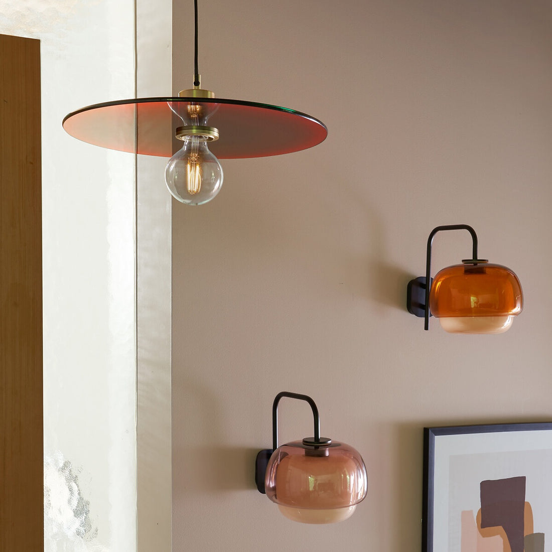 Stained Glass Bedside Wall Light – Double Dome Scandinavian Sconce