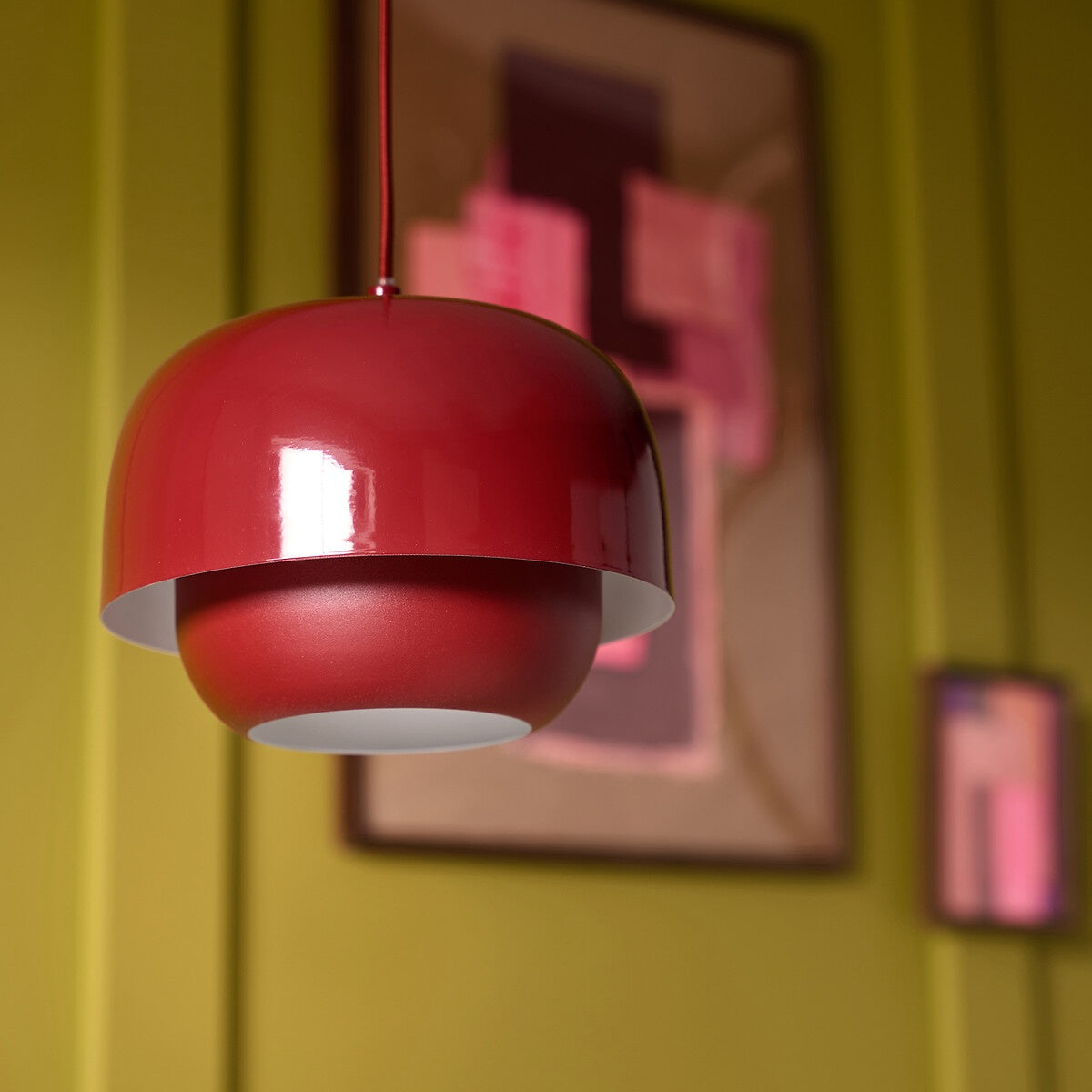 Stained Glass Pendant Lamp – Double Dome Colored Glass Light