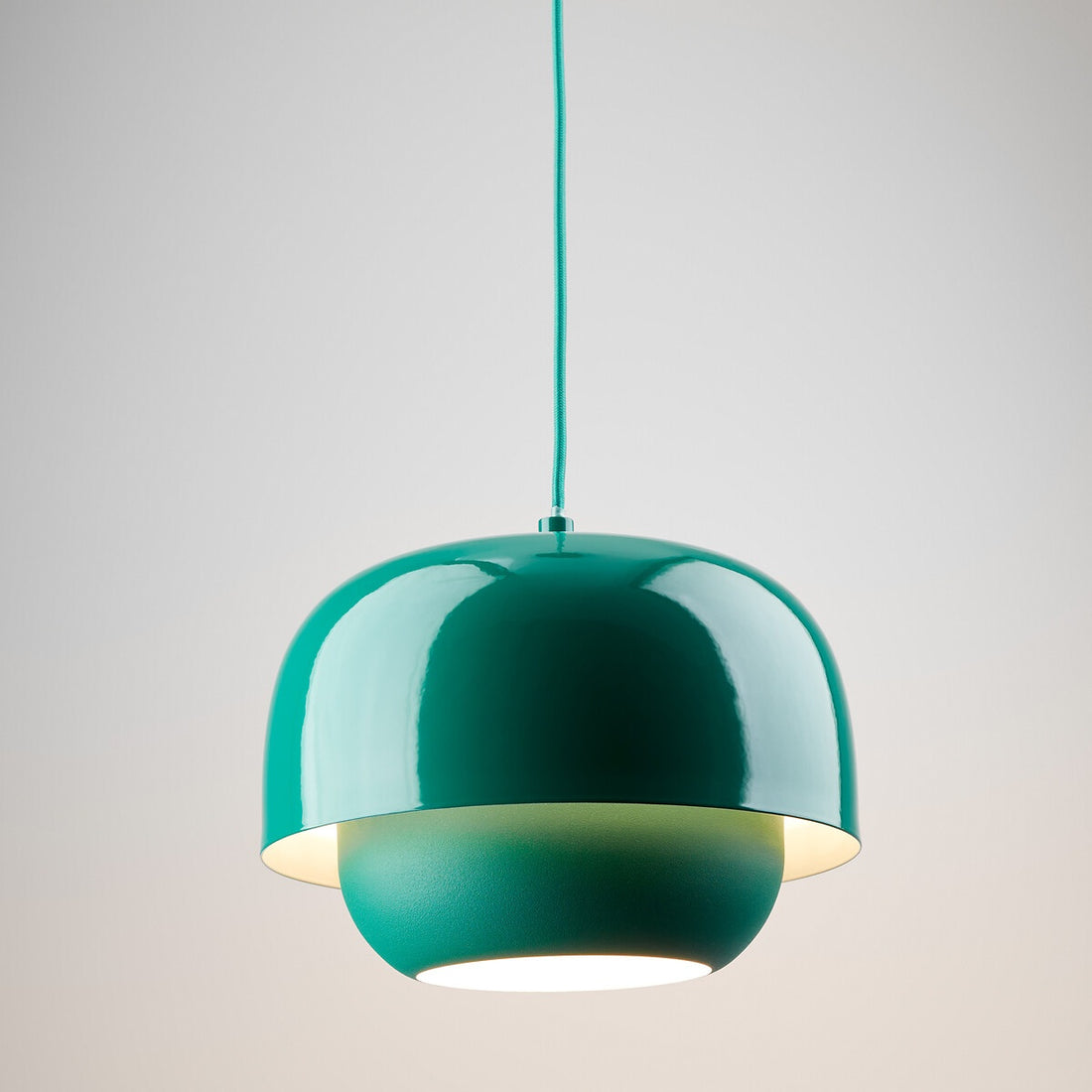 Stained Glass Pendant Lamp – Double Dome Colored Glass Light