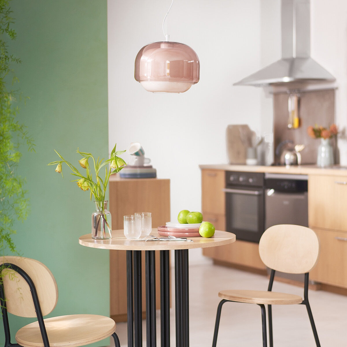 Stained Glass Pendant Lamp – Double Dome Colored Glass Light