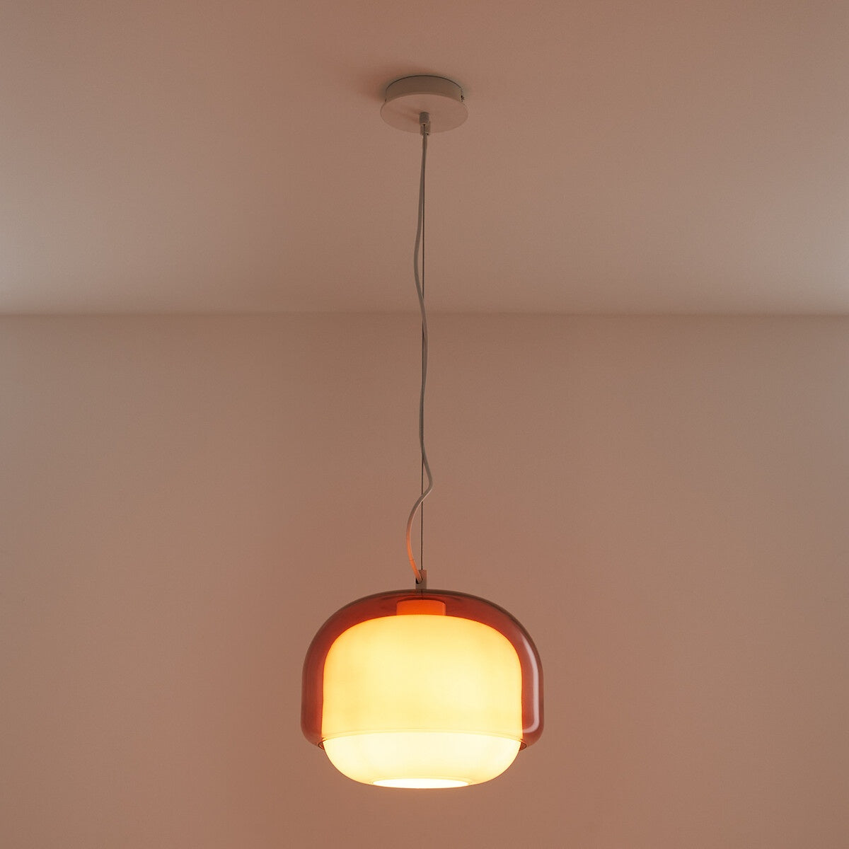 Stained Glass Pendant Lamp – Double Dome Colored Glass Light