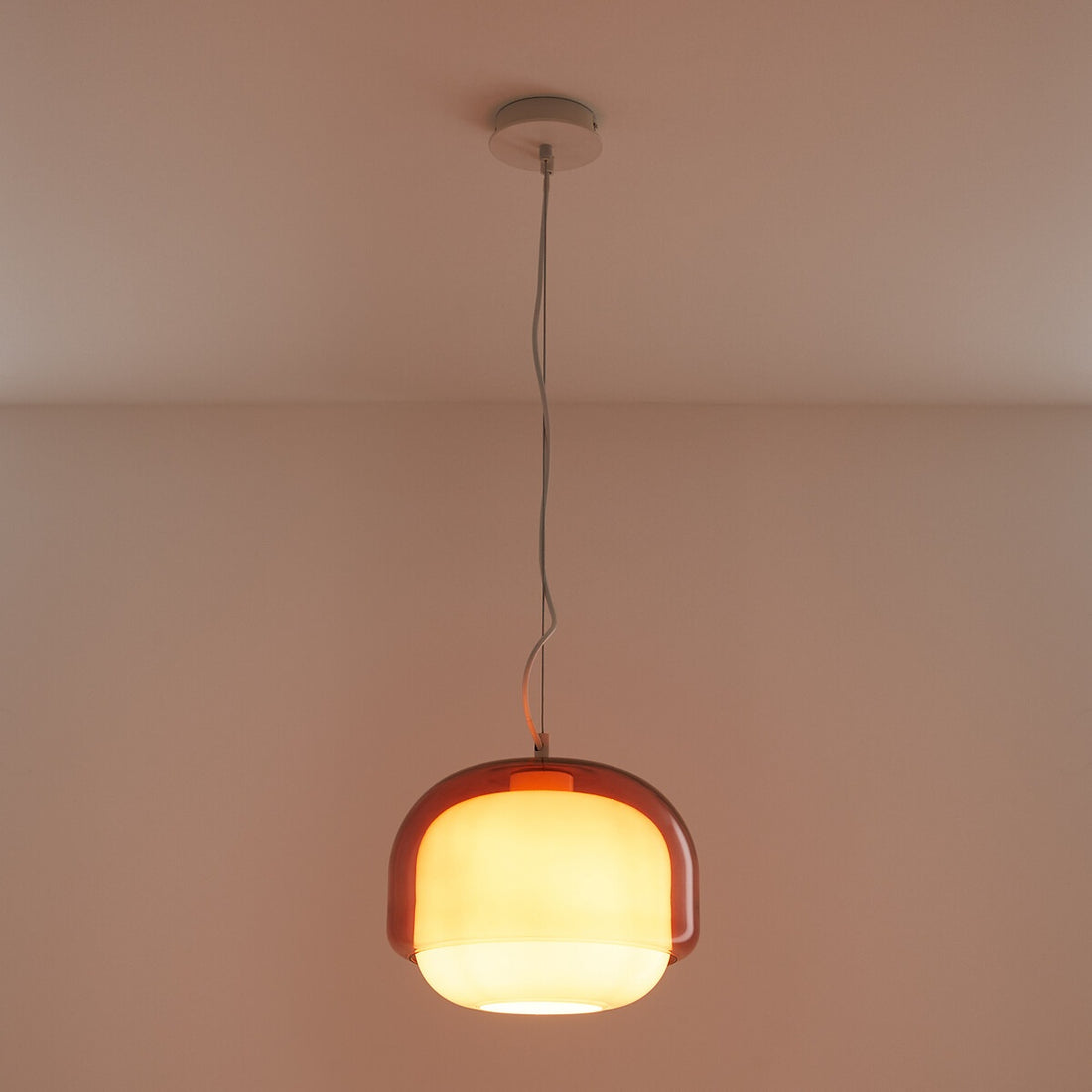 Stained Glass Pendant Lamp – Double Dome Colored Glass Light