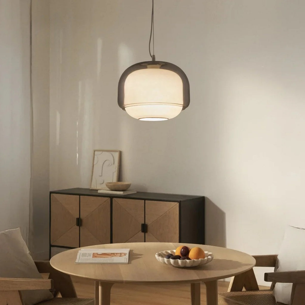 Stained Glass Pendant Lamp – Double Dome Colored Glass Light