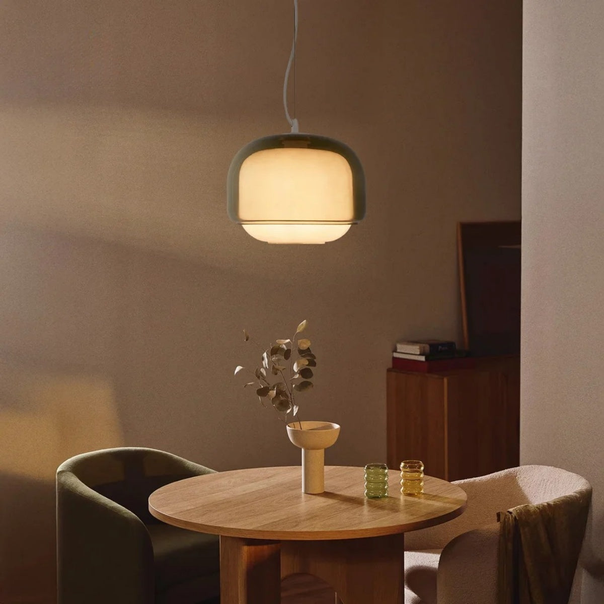 Stained Glass Pendant Lamp – Double Dome Colored Glass Light