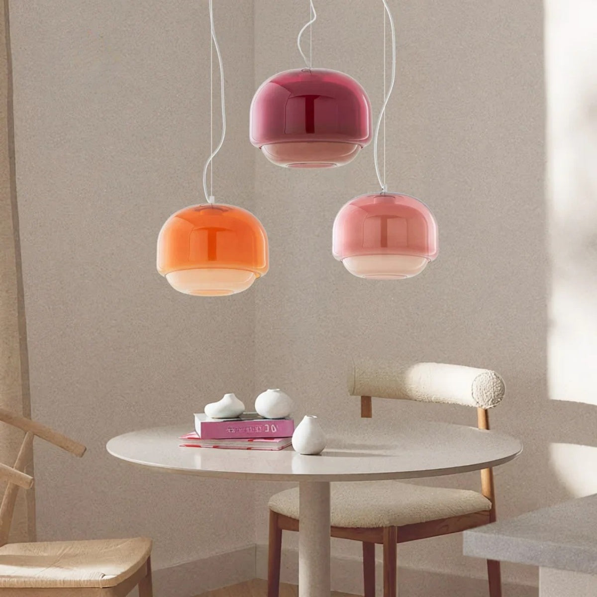 Stained Glass Pendant Lamp – Double Dome Colored Glass Light