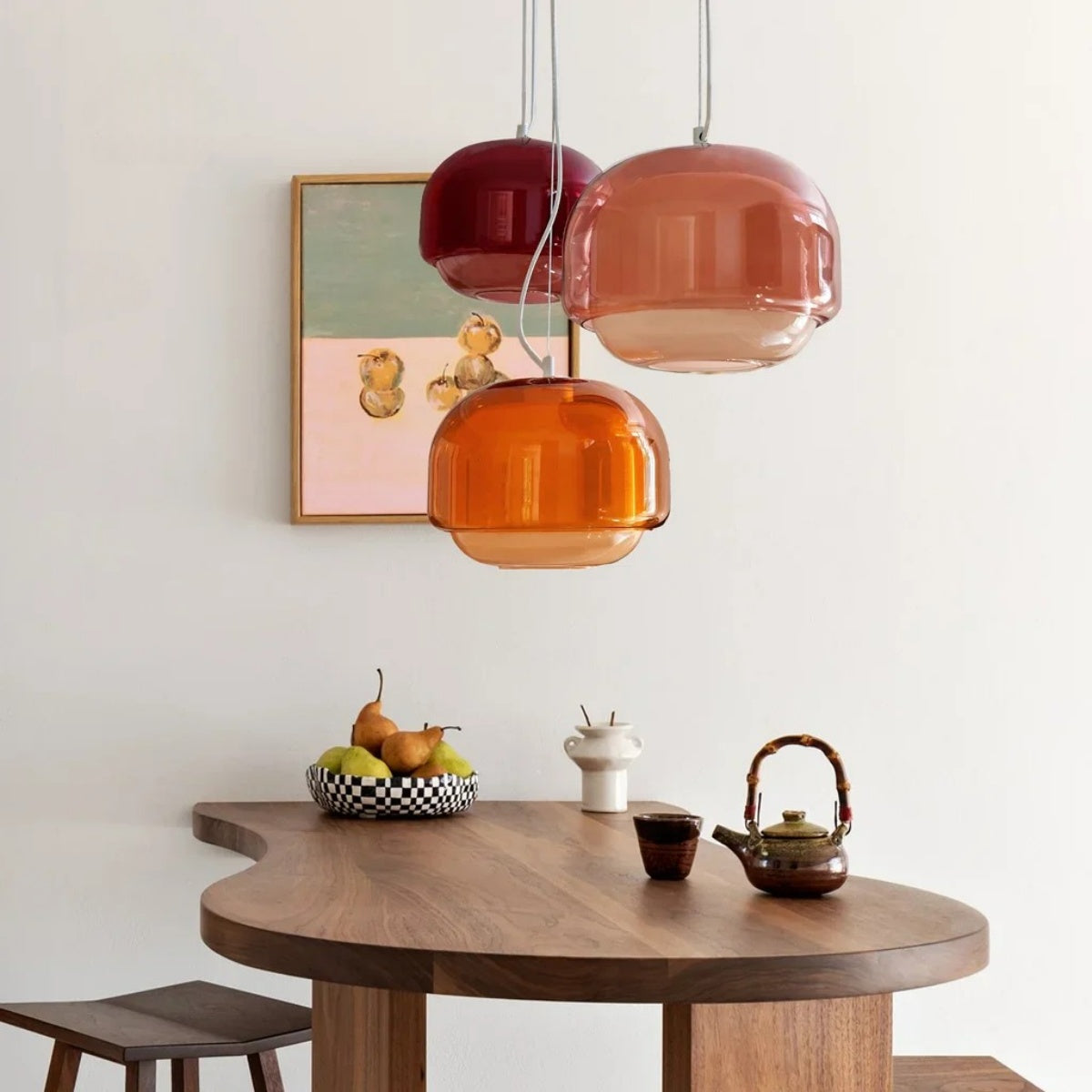 Stained Glass Pendant Lamp – Double Dome Colored Glass Light