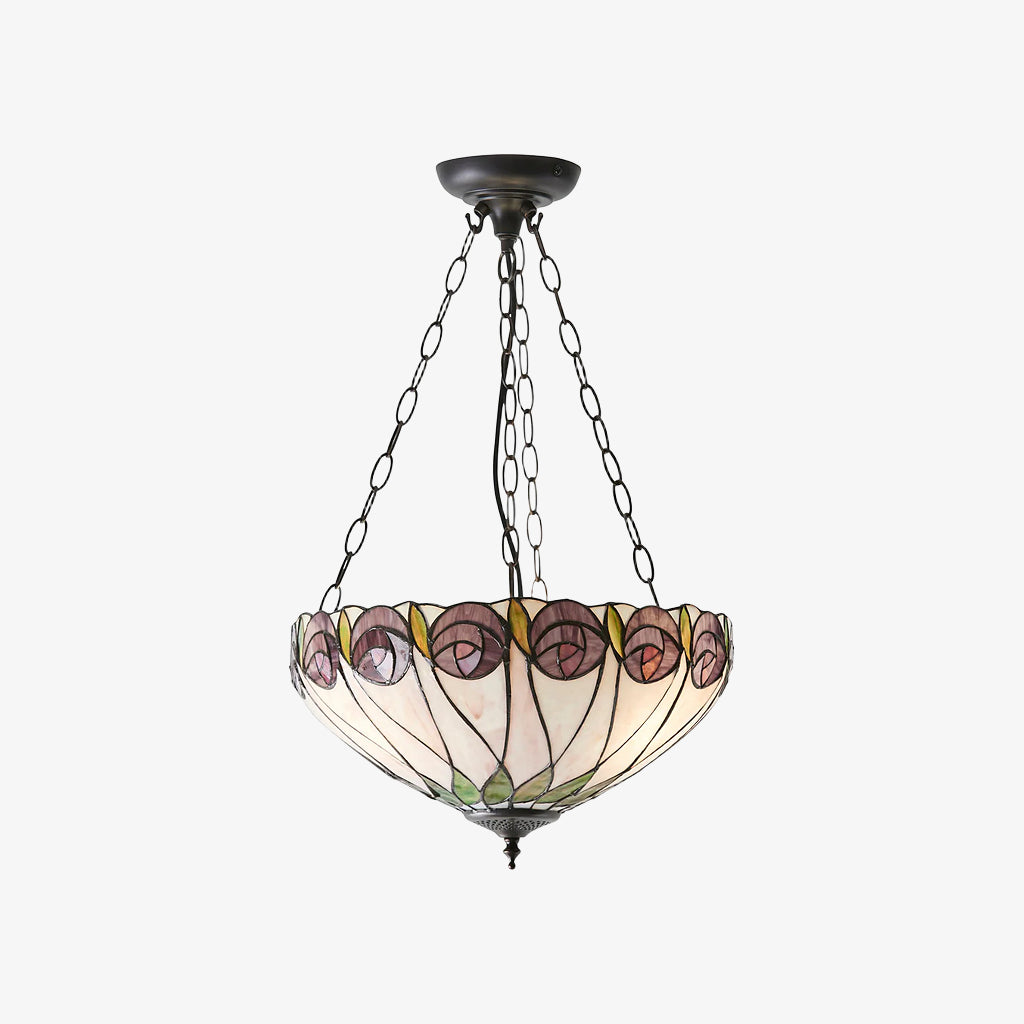 TF Hutchinson Tiffany Pendant Light - Inverted Art Glass Adjustable Pendant Light for Home