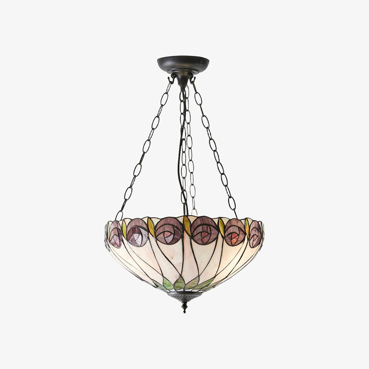 TF Hutchinson Tiffany Pendant Light - Inverted Art Glass Adjustable Pendant Light for Home