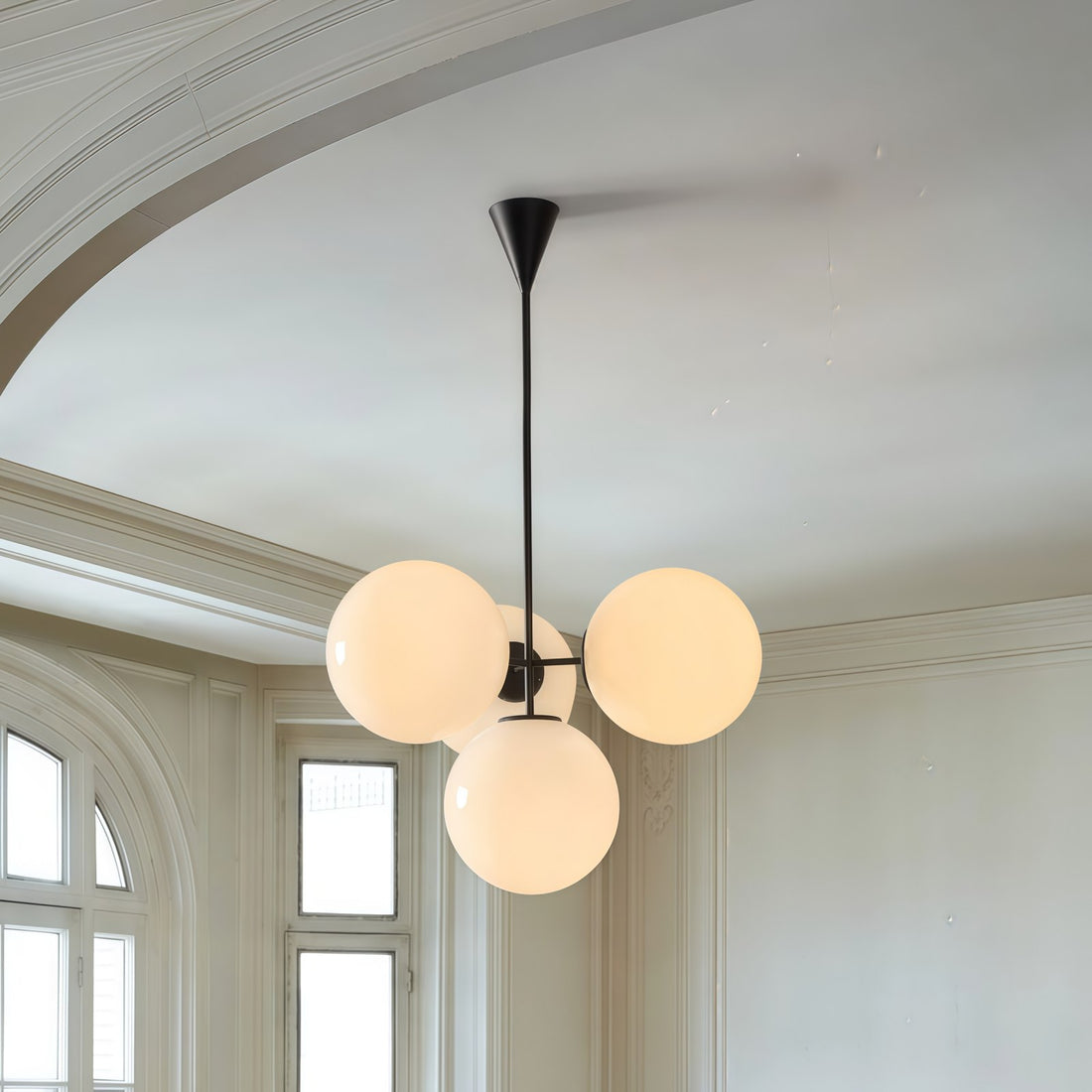 Ulvara Chandelie Linear Cluster Glass Globe Design - Contemporary Elegance