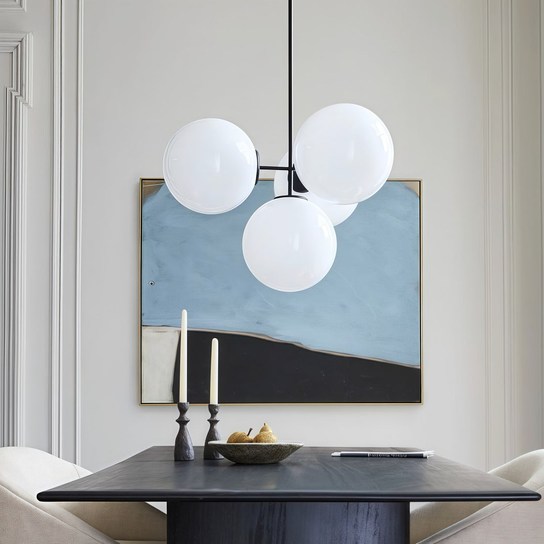 Ulvara Chandelie Linear Cluster Glass Globe Design - Contemporary Elegance