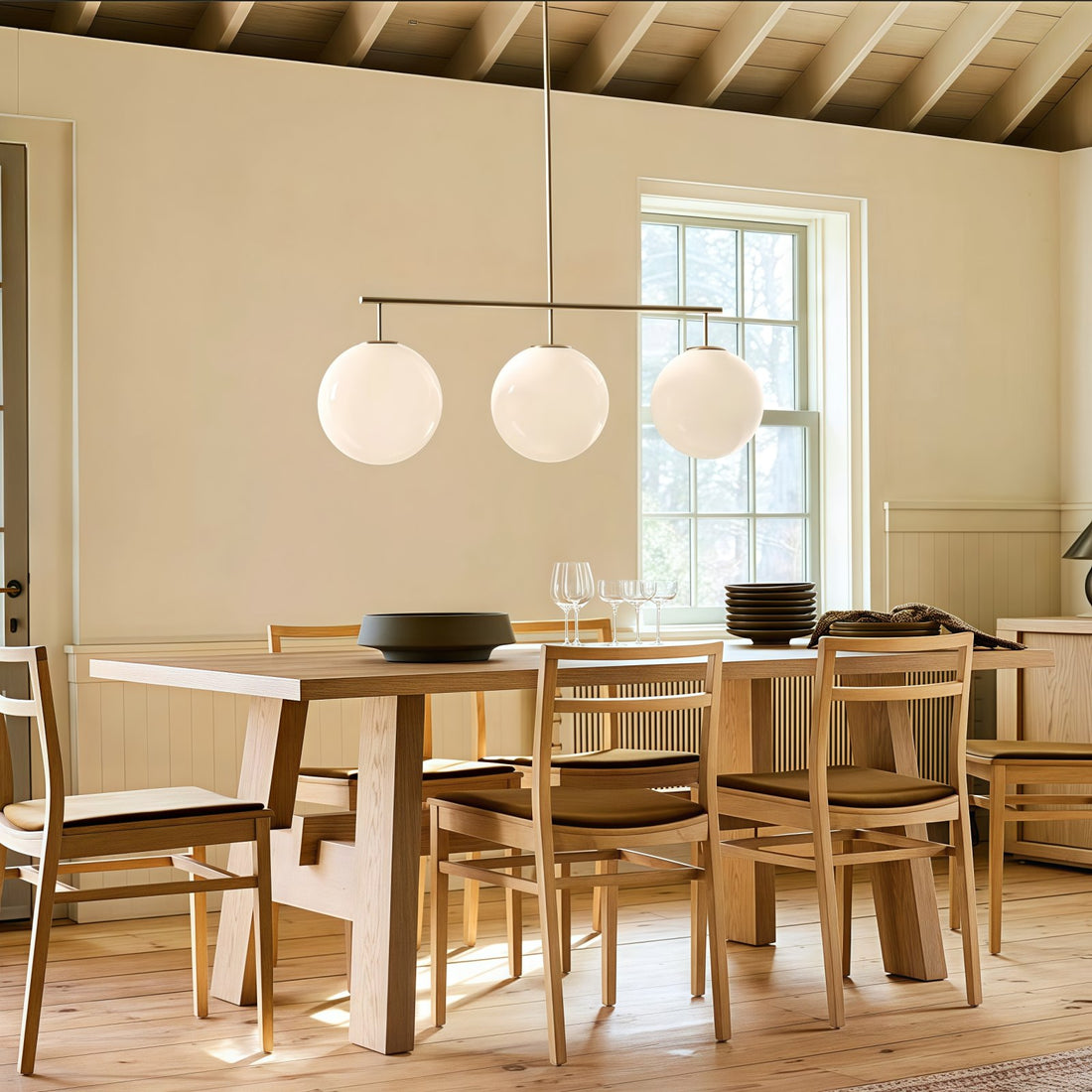 Ulvara Chandelie Linear Cluster Glass Globe Design - Contemporary Elegance