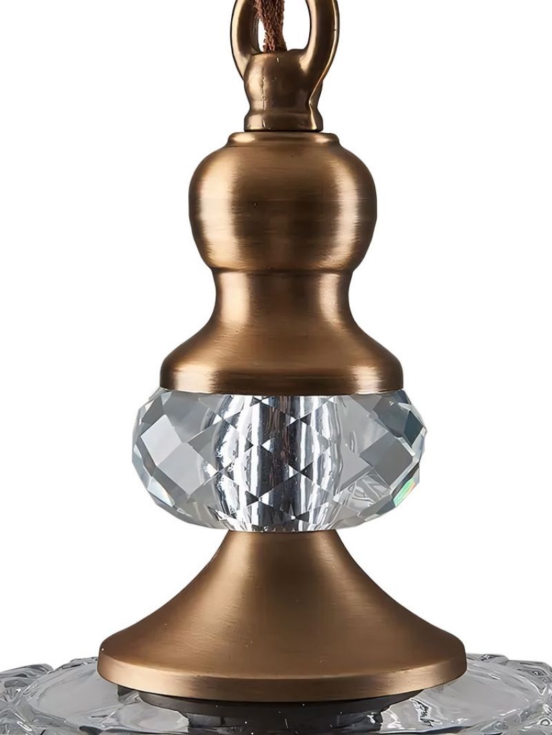 Vintage Brass Clear Glass Flower Pendant Light For Kitchen Island