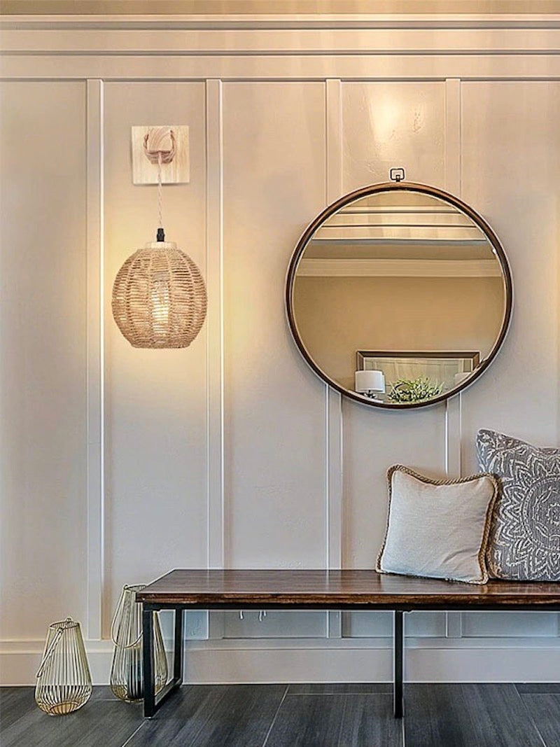 Vintage Japanese Bamboo Wooden Wall Sconce