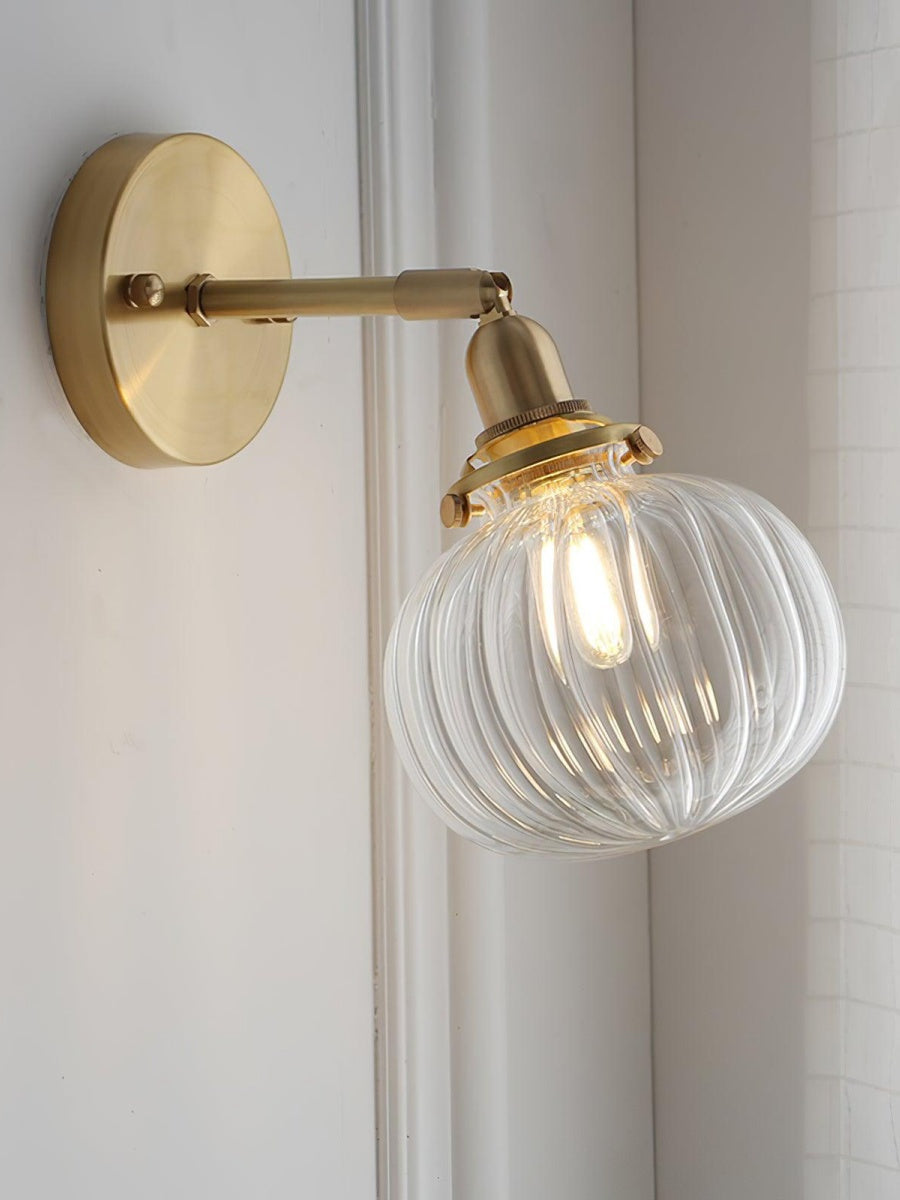 Vintage Brass Pumpkin Aisle Wall Light