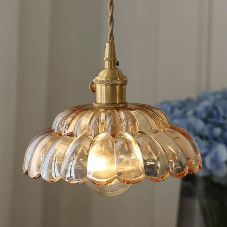 Vintage Clear Petal Glass Pendant Light For Bedroom