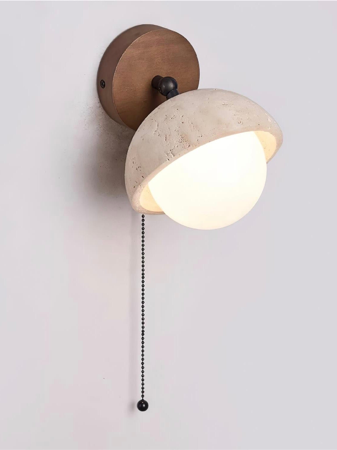 Wabi-Sabi Style Travertine Half-Sphere Wall Lamp