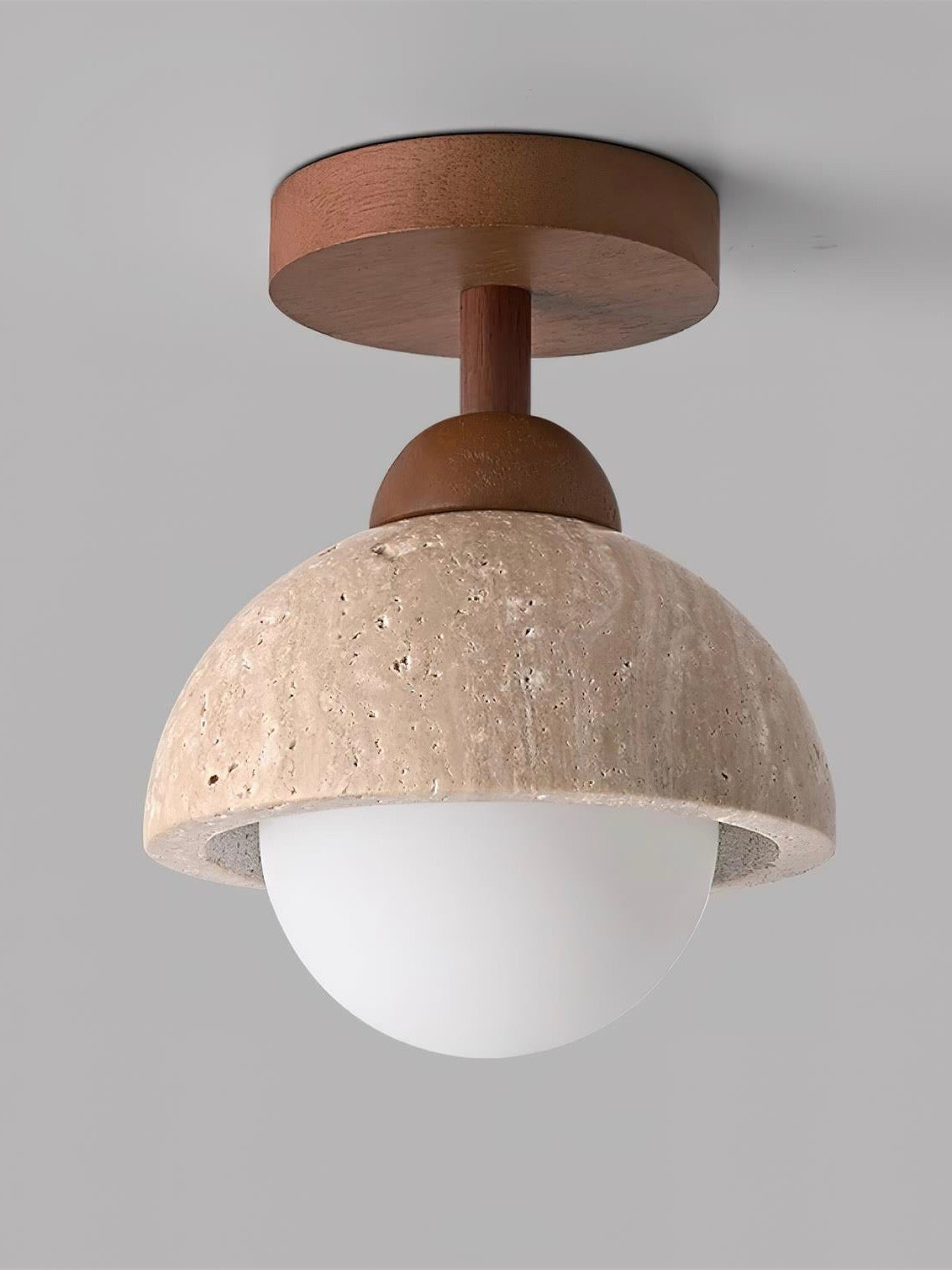 Wabi-Sabi Travertine Dome Ceiling Light