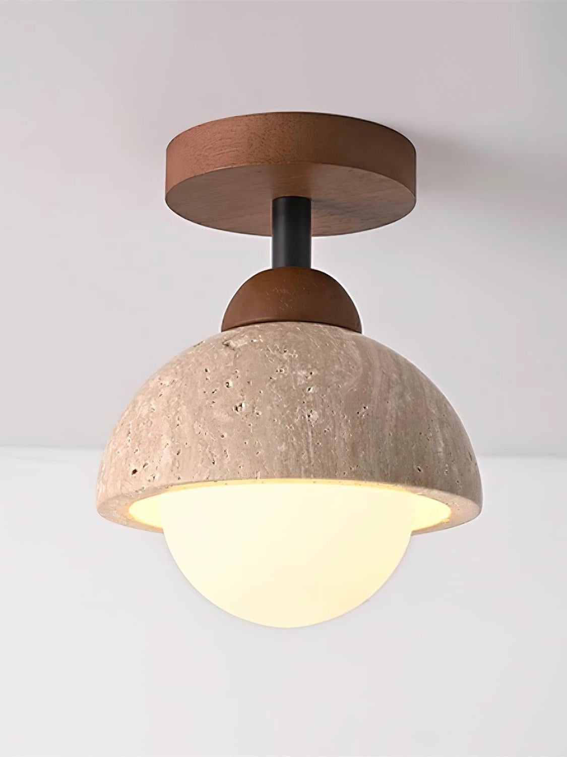 Wabi-Sabi Travertine Dome Ceiling Light