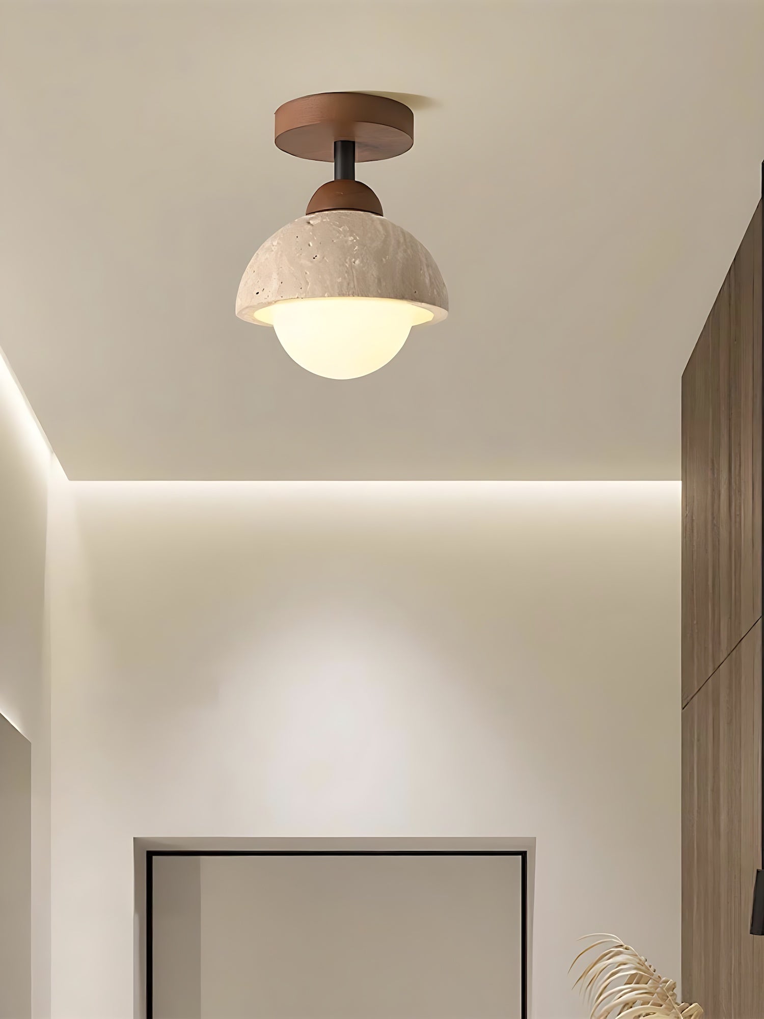 Wabi-Sabi Travertine Dome Ceiling Light