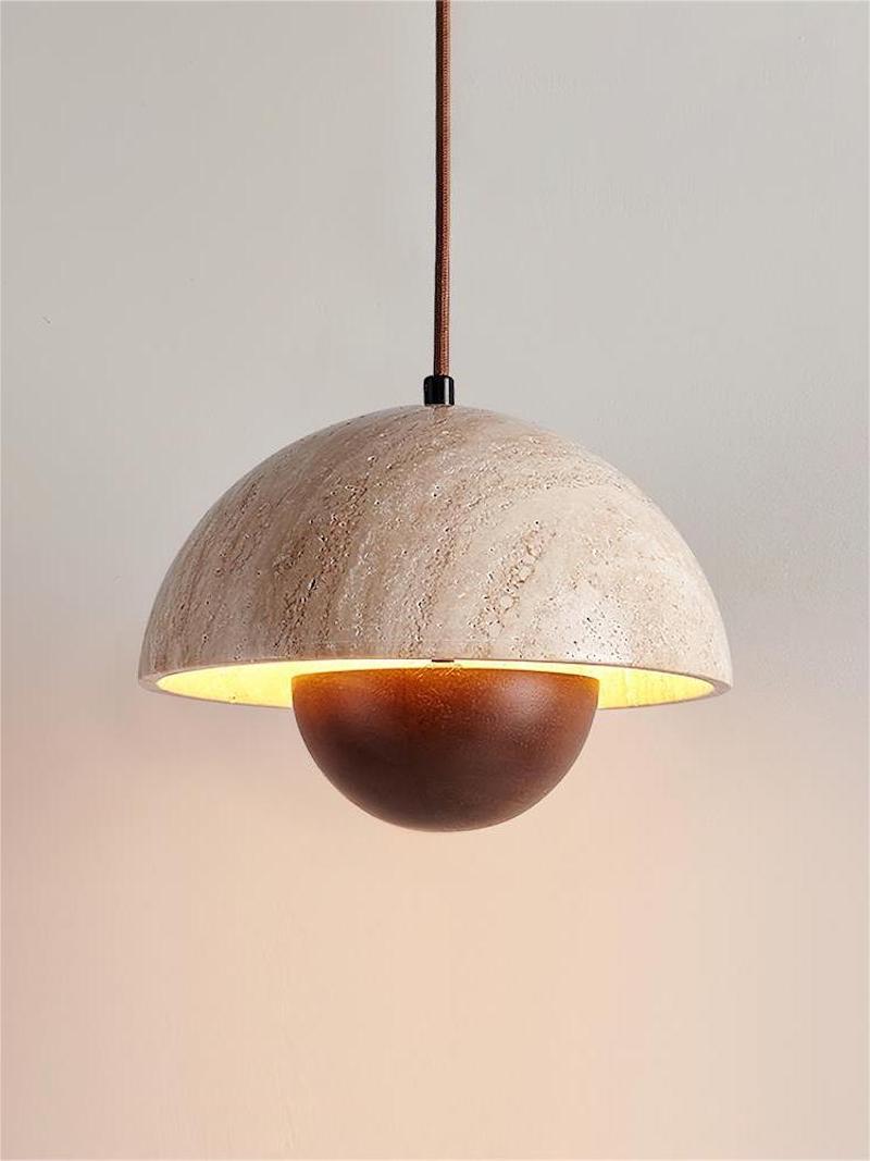 Wabi-Sabi Travertine Flower Bud Pendant Lamp