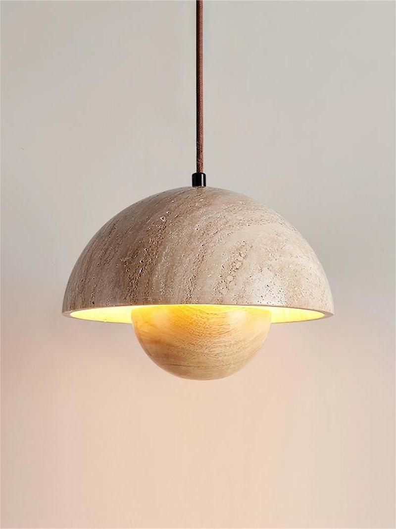 Wabi-Sabi Travertine Flower Bud Pendant Lamp