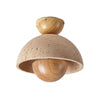 Wabi-Sabi Style Travertine and Wood Half-Sphere Ceiling Light