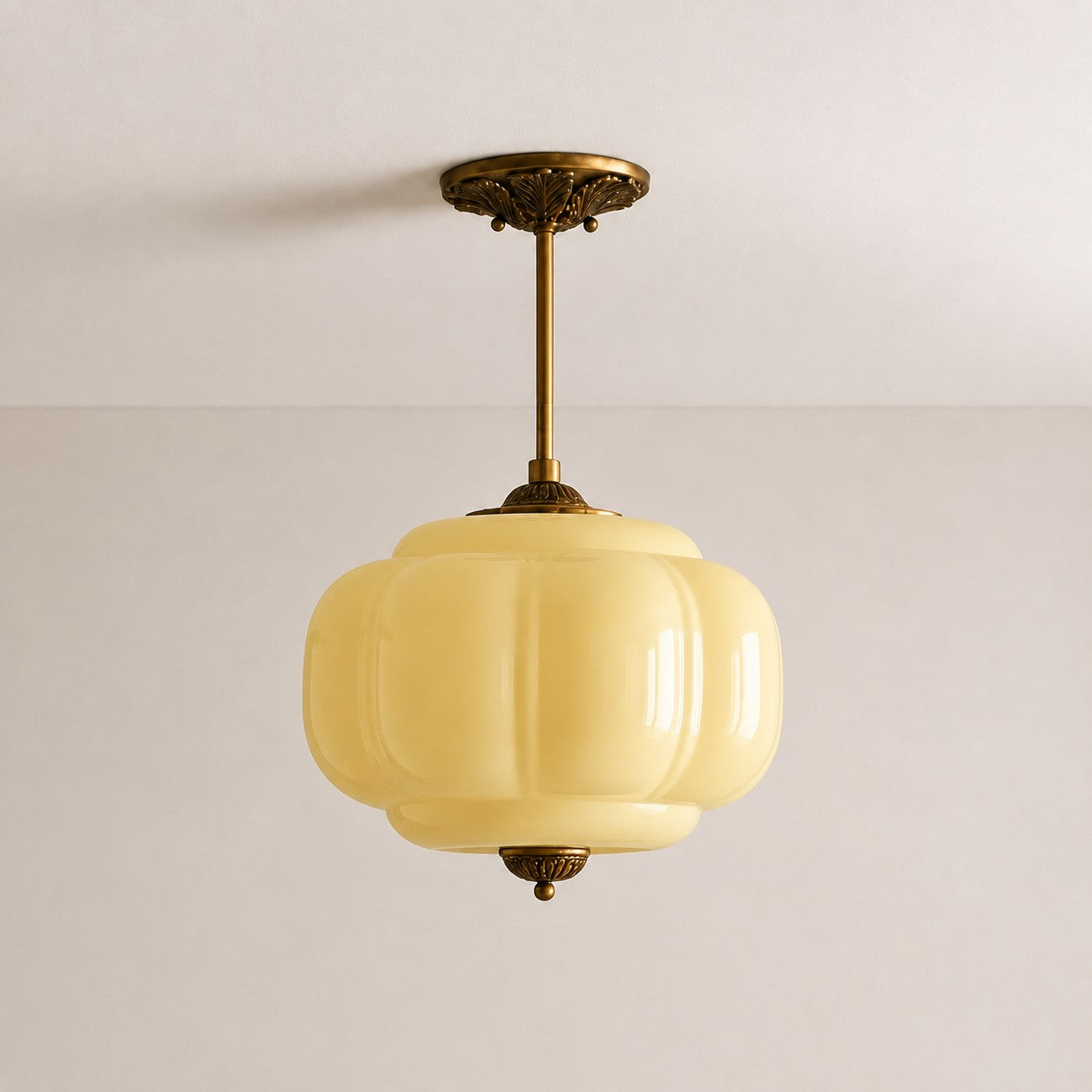 Antique Brass Green Glass Eloise Pendant Light