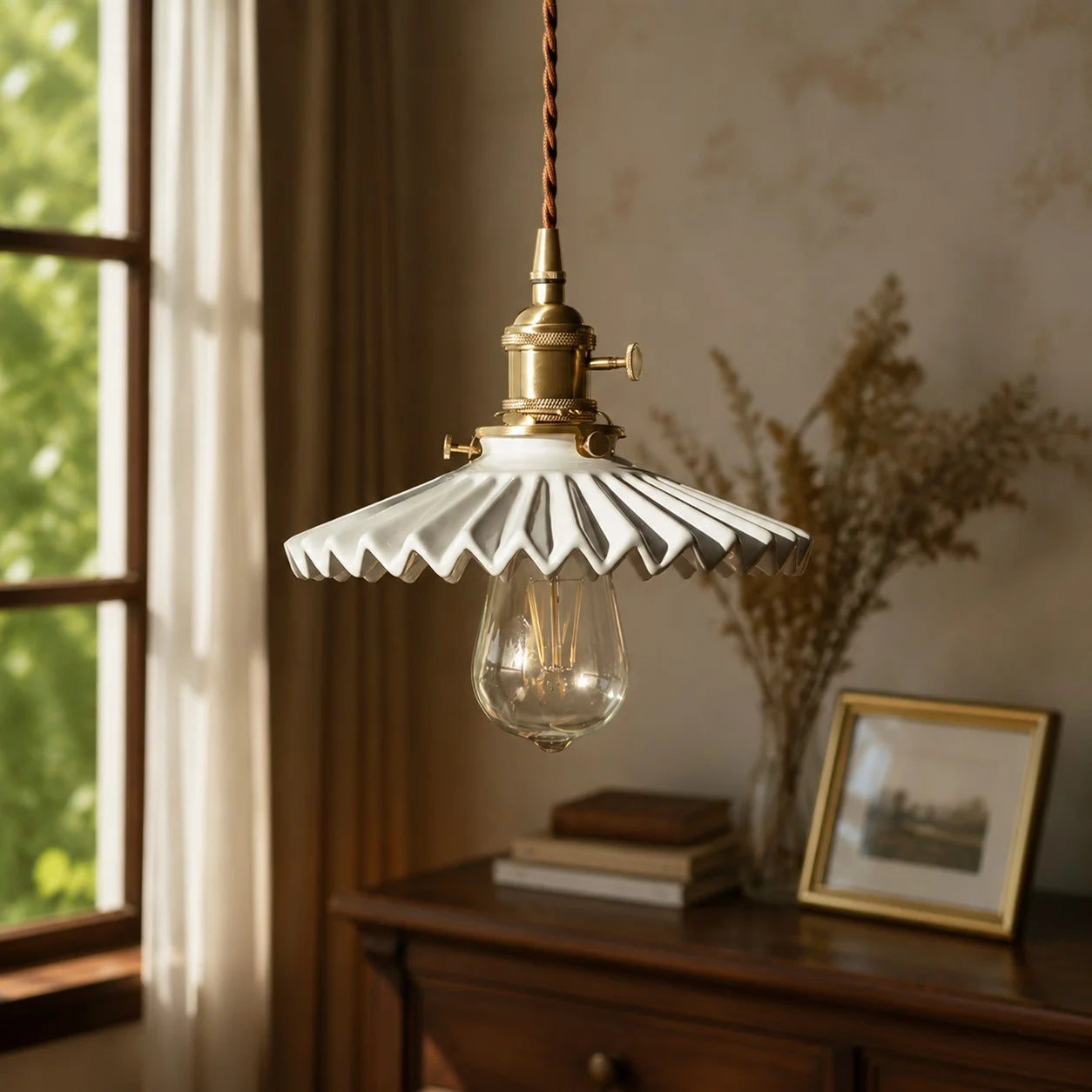 pleated ceramic pendant light 20
