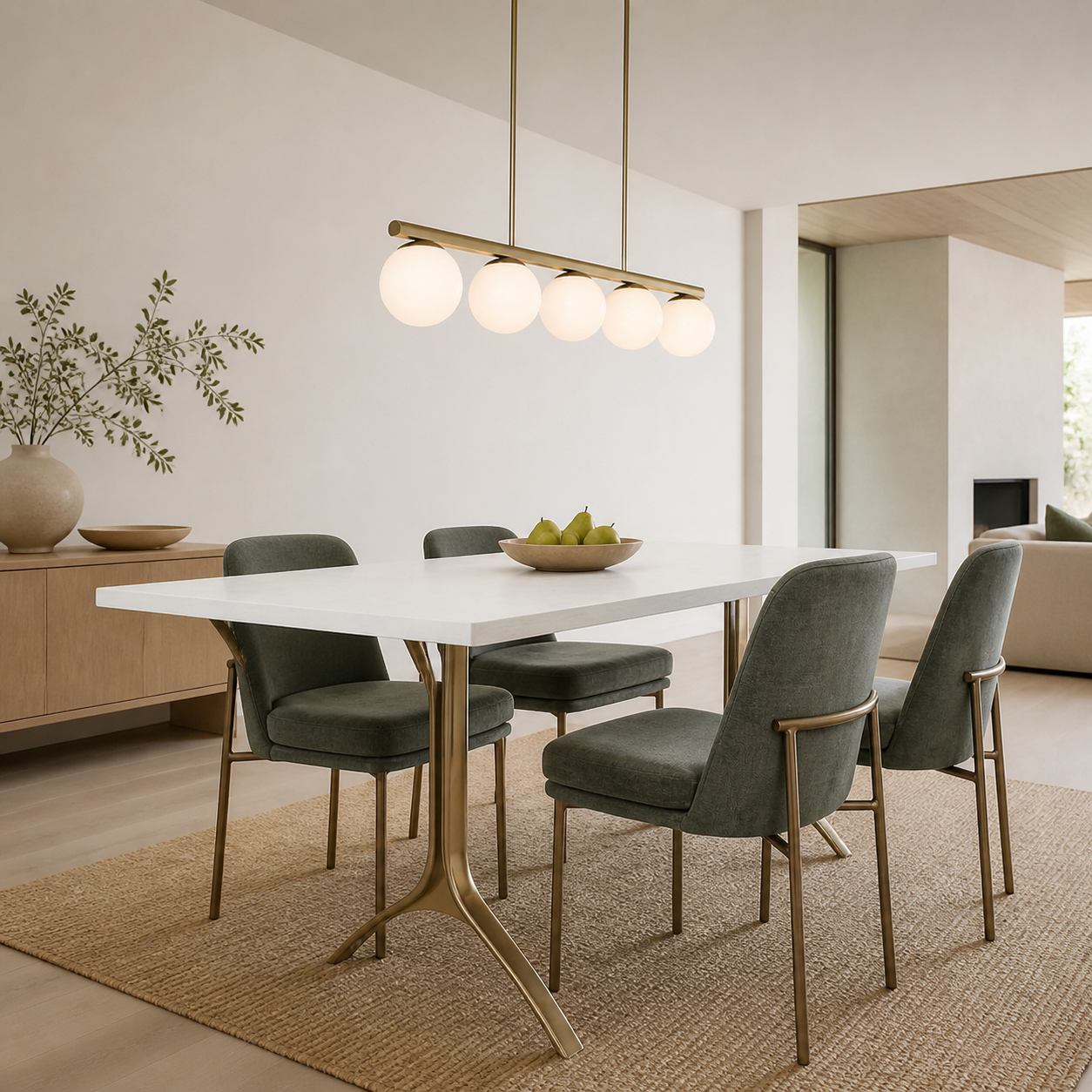 Brelia Round Light Chandelier - Modern Milk Glass Globe Ceiling Light