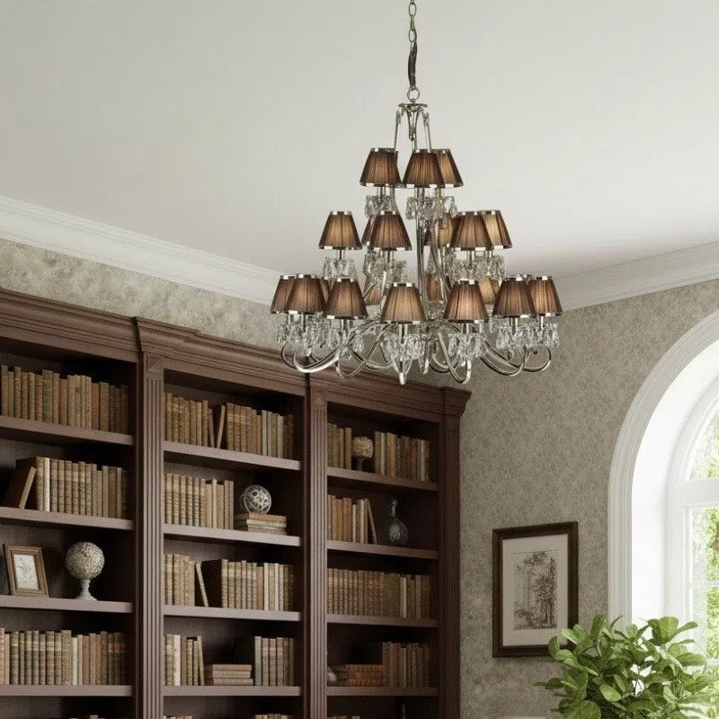 Talonis Multi-light Fabric Chandelier - Elegant Metal Curved Arms for Dining and Living