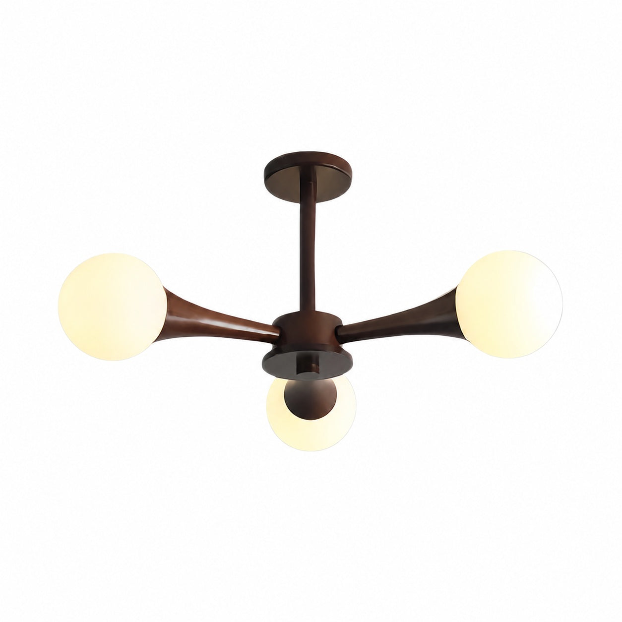 Novalune Multi-Light Glass Globe Chandelier with Wood Frame - Japanese Zen Style for Living Room