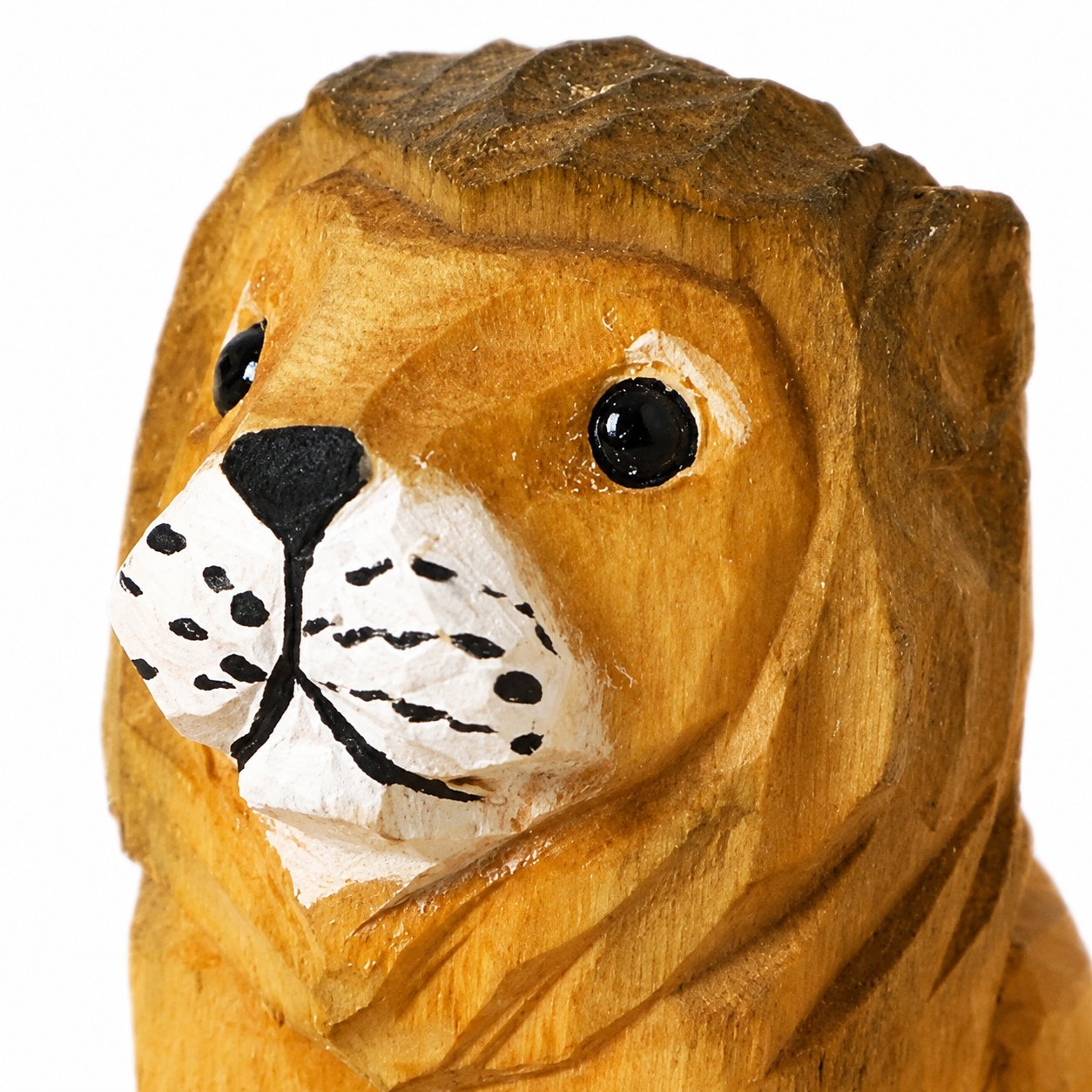 Hand-Carved Wooden Lion and Leopard Mini Figurines