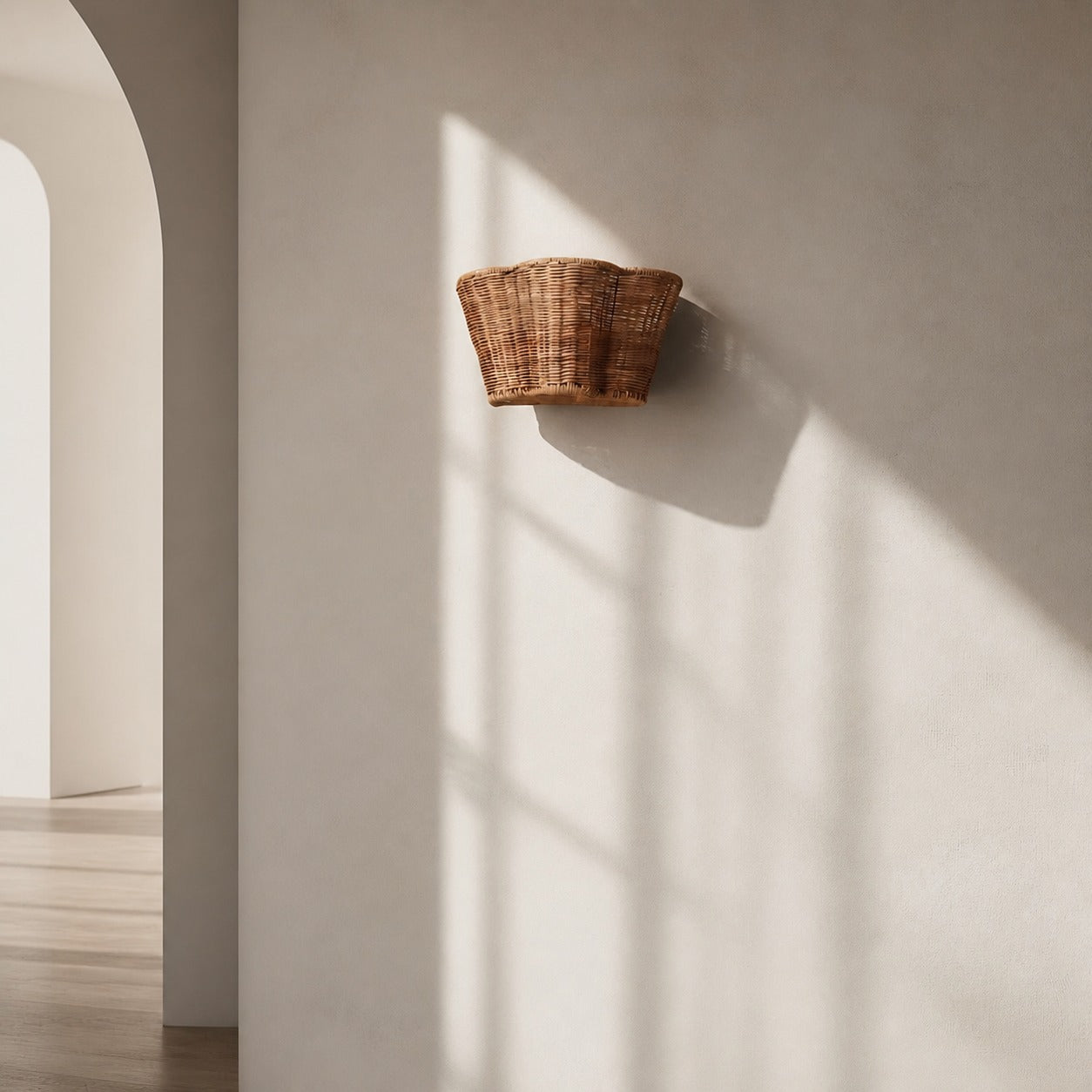 Wickara Woven Wall Sconce – Scalloped Basket Shade Wall Light for Bedroom