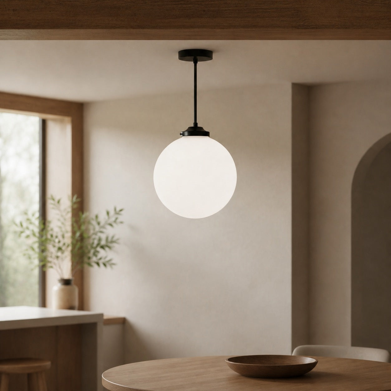 Glorica Glass 12 Inch Globe Ceiling Light - Frosted Glass Art Deco Pendant And Flush Mount