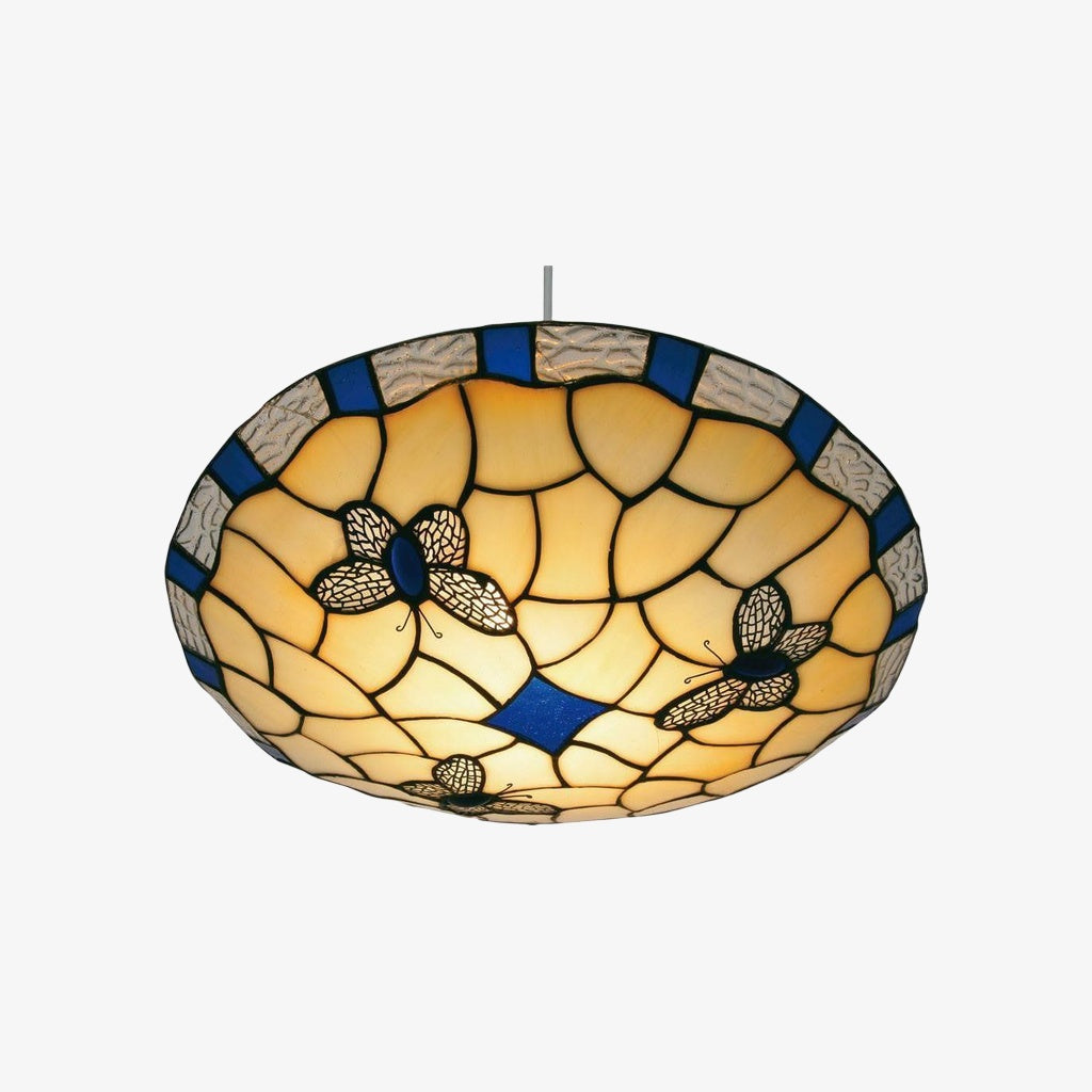 TF Butterfly Pendant Lamp - Decorative Stained Glass Pendant Light for Bedroom or Entryway