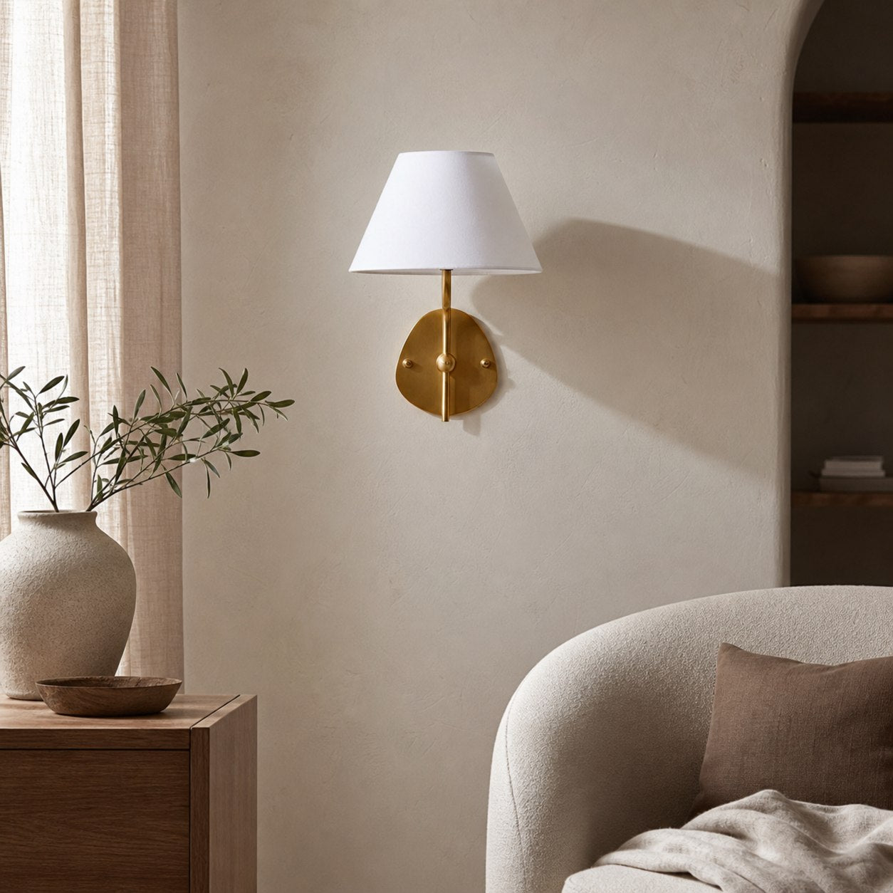 Kulo Fabric Wall Light – Modern Double Arm Linen Wall Sconce for Living Room