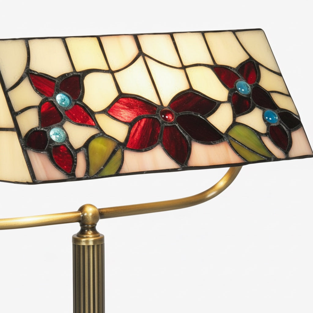 TF Camillo Dragonfly Table Lamp Stained Glass Scalloped Edge - Tiffany Style Art Nouveau for Console Tables and Reading Nooks